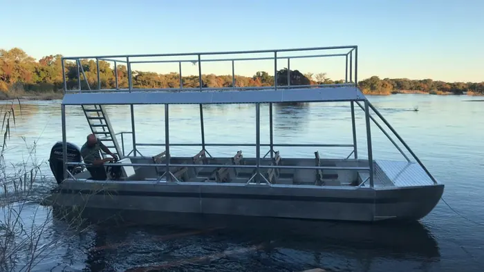 Pontoon boat on the river