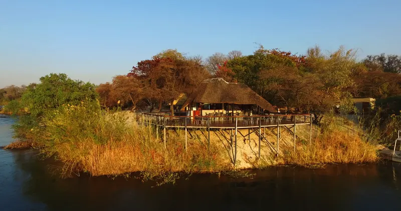 The deck and restaurant above the river